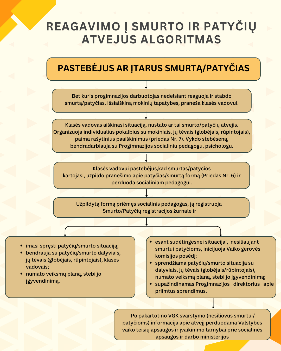 Reagavimo į smurto ir patyčių atvejus algoritmas